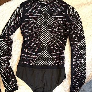 Banjul Black Long Sleeve Bodysuit with Studded Design
